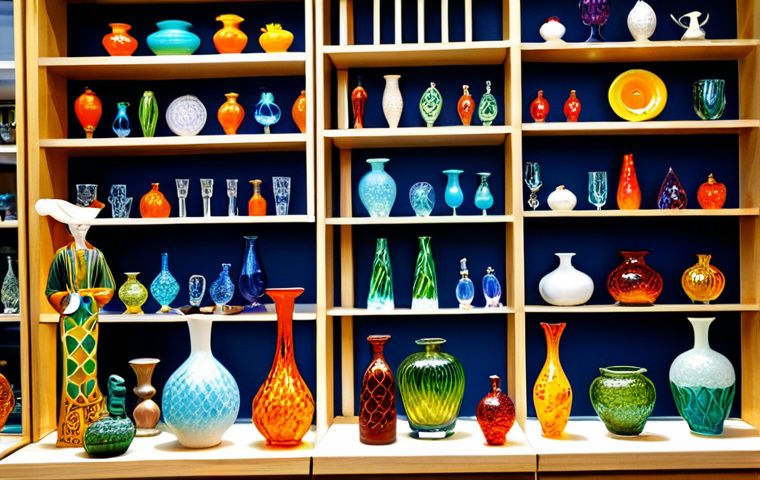 **

"A display of handcrafted glass art from Gibraltar, featuring small figurines, vases, and jewelry. The scene is set in a brightly lit artisan shop with shelves showcasing the colorful glass creations.  All items are clearly visible and aesthetically arranged. Safe for work, appropriate content, fully clothed context.  Professional product photography, perfect anatomy (for any figures), natural proportions, high quality."

**