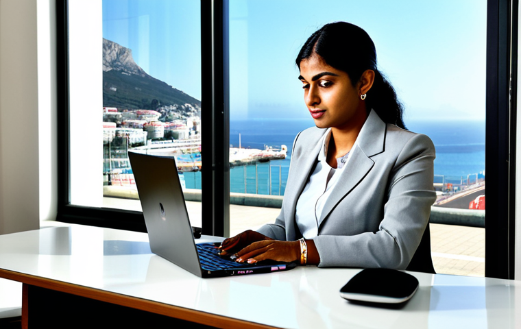A Modern Gibraltarian Professional**

A confident businesswoman of Bengali descent, dressed in a modest, stylish business suit, working on a laptop in a bright, contemporary office in Gibraltar, with the iconic Rock of Gibraltar visible through the window, fully clothed, appropriate attire, safe for work, perfect anatomy, natural proportions, professional photography, high quality.

**